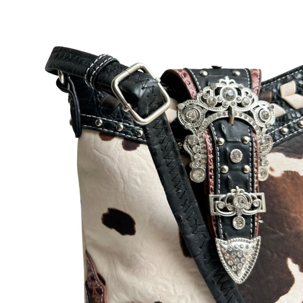 Cowgirl Trendy Adjustable Crossbody Bag w/ Bling & Concealed Pocket